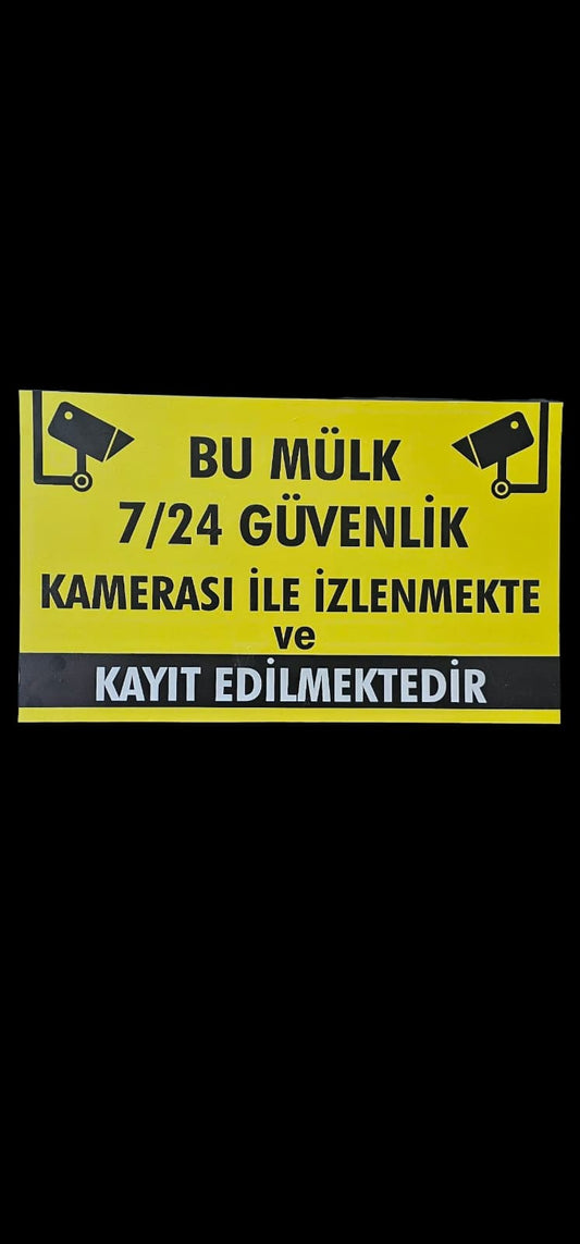 Dekota Malzeme Üzeri Dijital Baskı Folyo – Güvenlik Kamerası Uyarı Levhası (İşyeri, Bina, Fabrika, Yazlık için