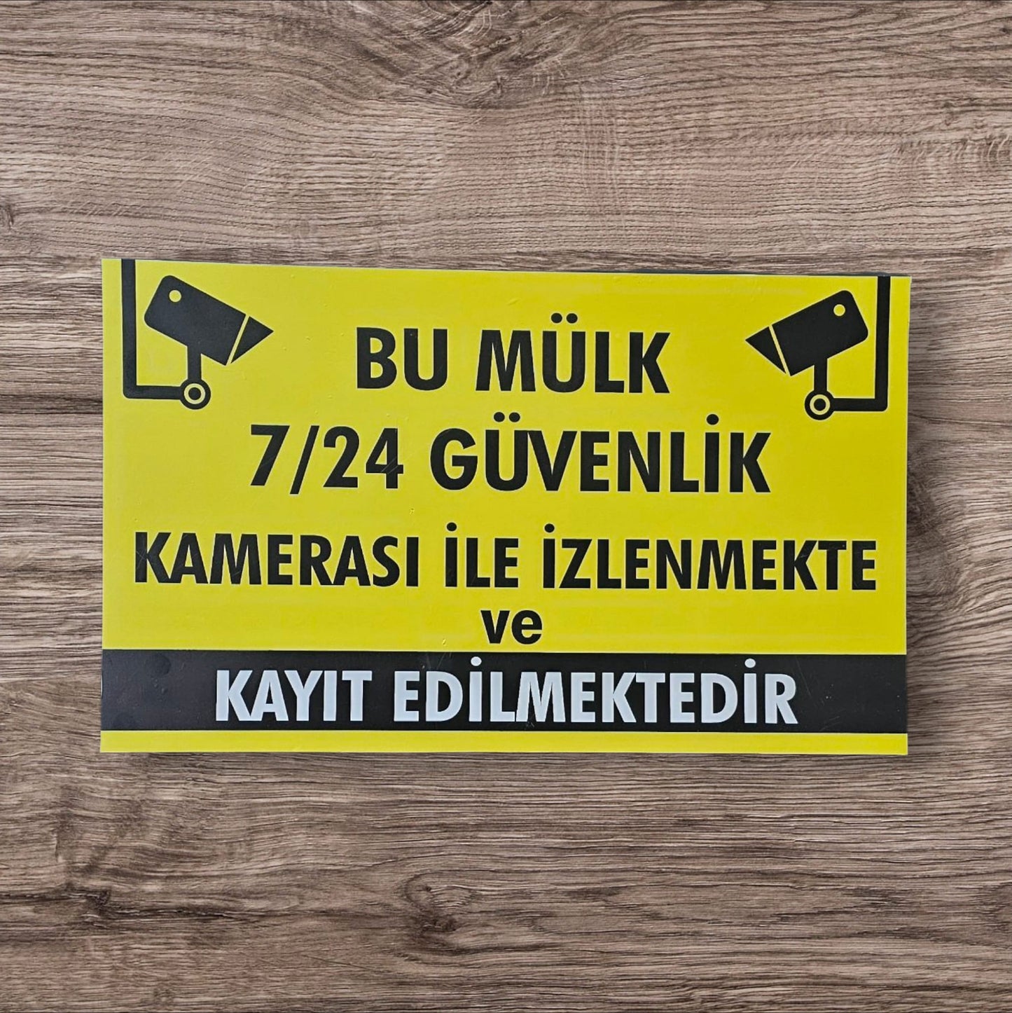 Dekota Malzeme Üzeri Dijital Baskı Folyo – Güvenlik Kamerası Uyarı Levhası (İşyeri, Bina, Fabrika, Yazlık için