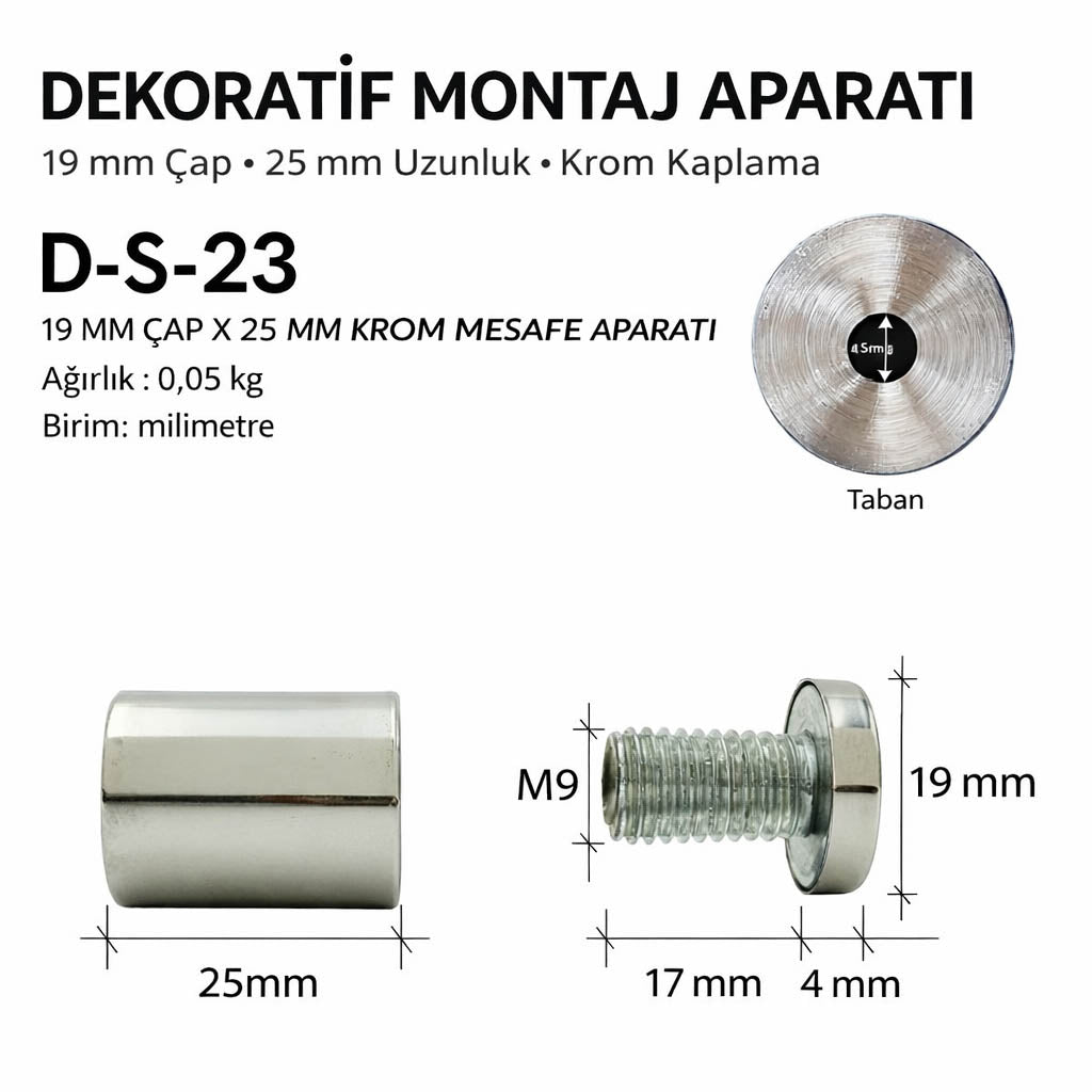 Paslanmaz Çelik Tabela Montaj Aparatı (Dekoratif Vida – Standoff Spacer)
