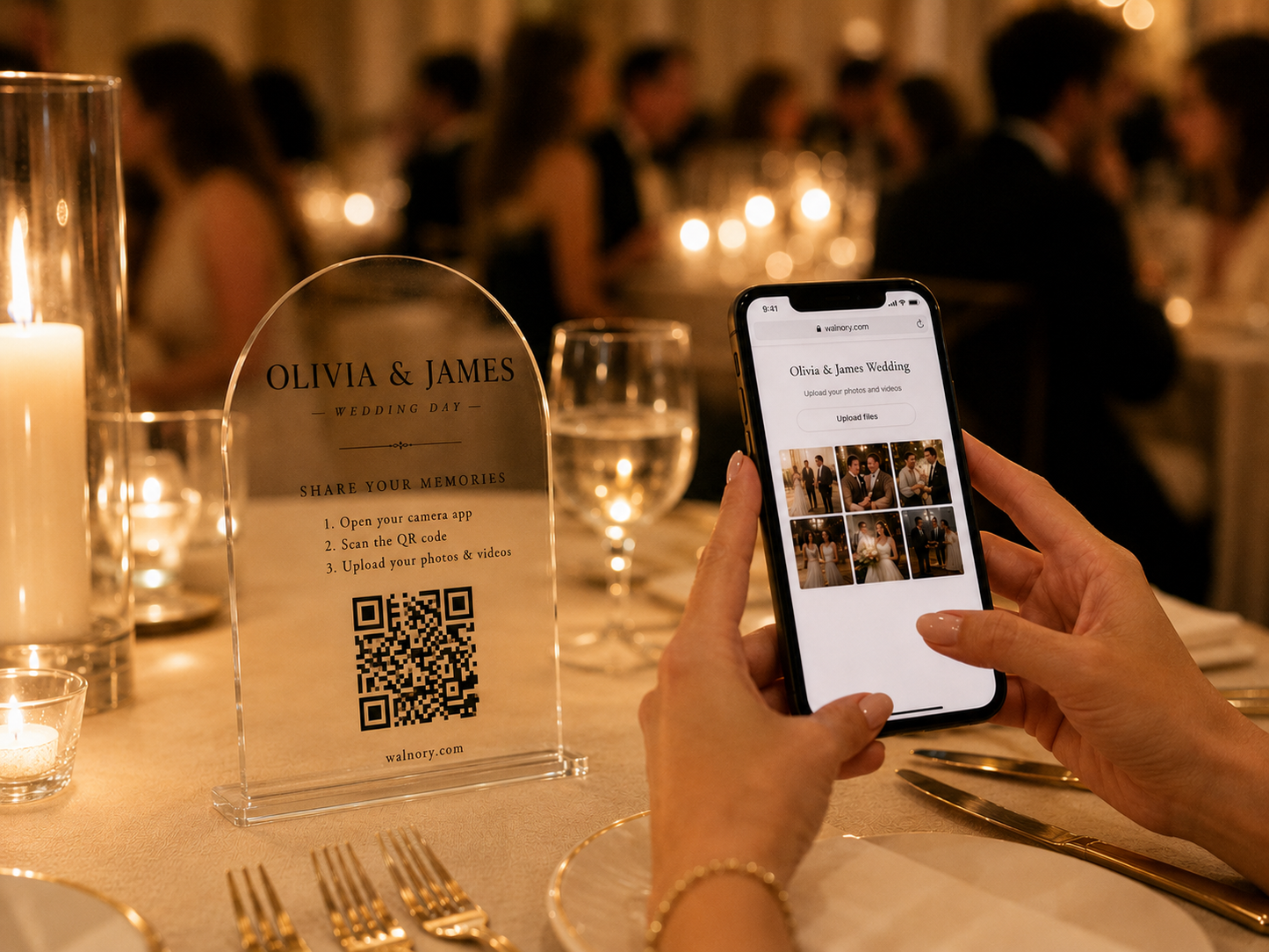 Walnory Lüks Pleksi QR Masa Kartı | UV Baskı | Akrilik | Düğün Nişan Baby Shower